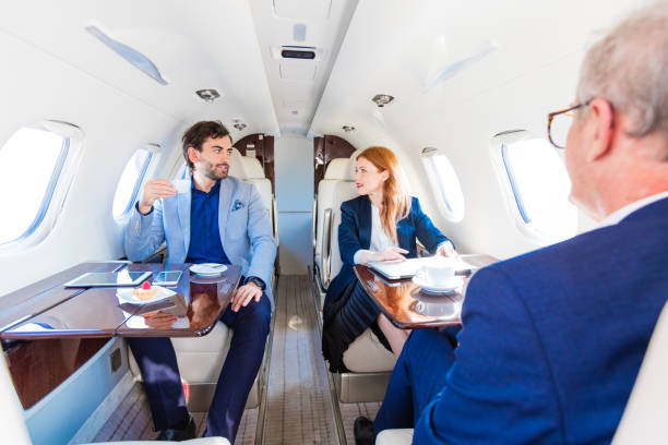 istock Business people in private jet 1340859699
