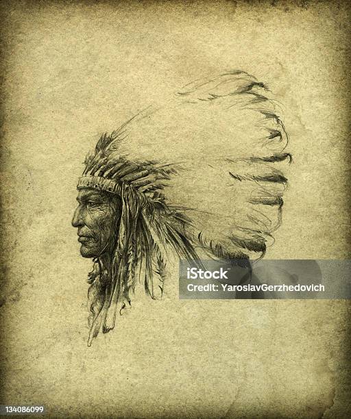 American Indian Chief Stock Illustration - Download Image Now - Indigenous North American Culture, Adult, Adults Only