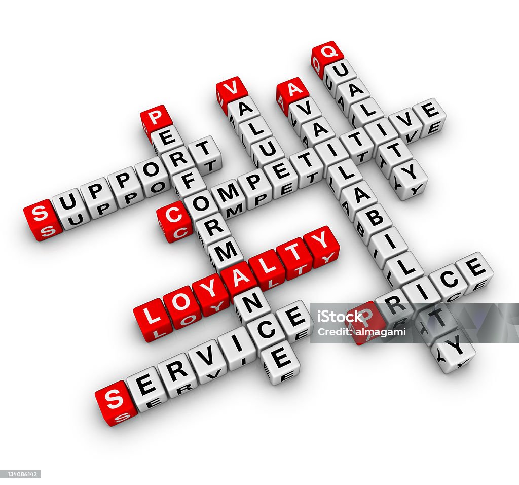 customer loyalty customer loyalty (cubes crossword series) Block Shape Stock Photo