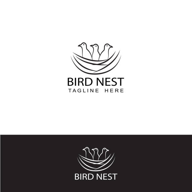 illustrazioni stock, clip art, cartoni animati e icone di tendenza di uccello nido logo modello modello di progettazione vettoriale - crows nest