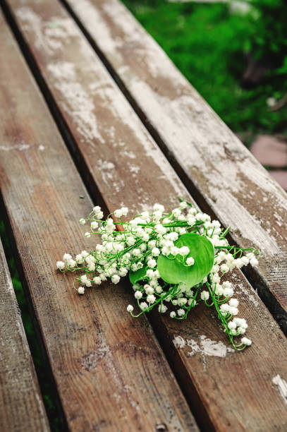 istock Lily of the valley on a wooden surface 1340864955