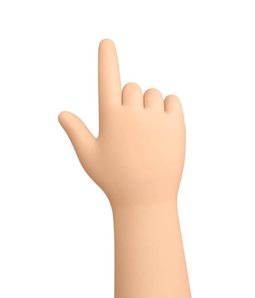 istock Cartoon hand pointing at something isolated on white 1340866985
