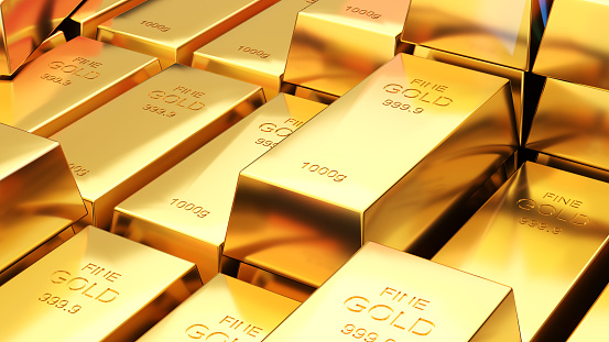 Gold bars 1000 grams pure gold,business investment and wealth concept.wealth of gold,3d rendering