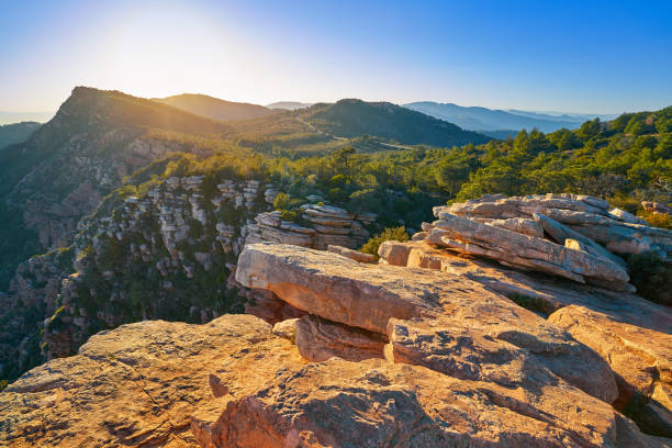 Garbi peak sunset at Calderona Sierra of Valencia at spain