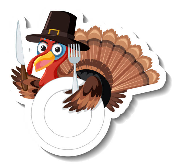 Isolated turkey sticker on white background Isolated turkey sticker on white background illustration thanksgiving live wallpaper stock illustrations