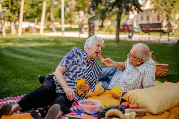 istock Old senior couple having picnic 1340870530