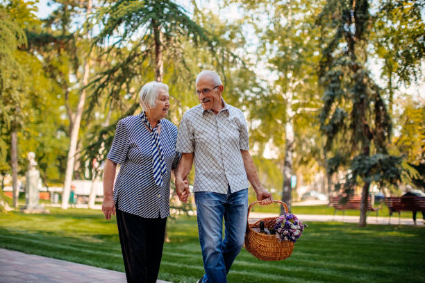 istock Old senior couple having picnic 1340870808