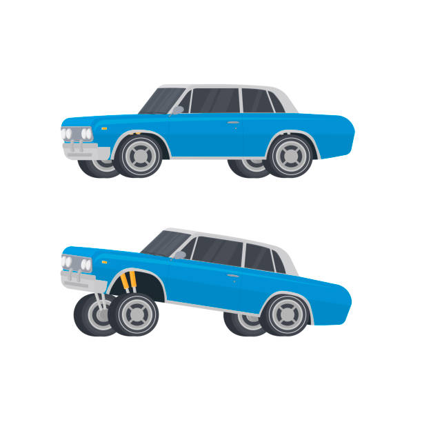 Modified car. Jumping car Car, vector illustration hopper car stock illustrations