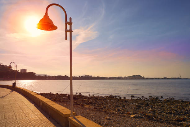 Denia sunset from Las Rotas beach in alicante of Spain