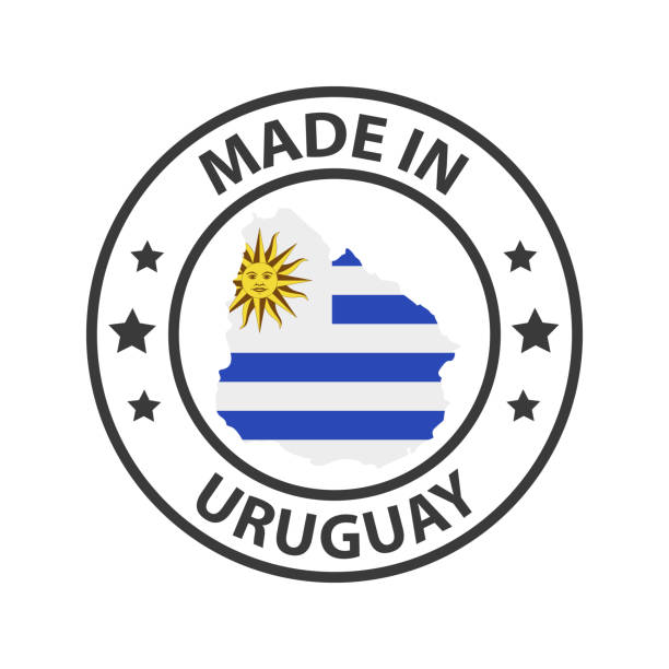 сделано в уругвае икона. наклейка на штамп. векторная иллюстрация - uruguay stock illustrations