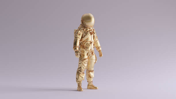 gold spaceman astronauta cosmonauta ace style - astronaut space helmet space helmet foto e immagini stock