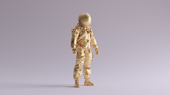 Gold Spaceman Astronaut Cosmonaut Ace Style 3d illustration render
