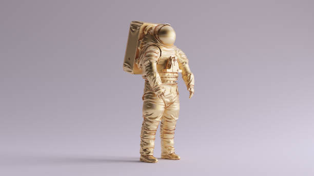 istock Gold Spaceman Astronaut Cosmonaut Space Walk Style 1340872796