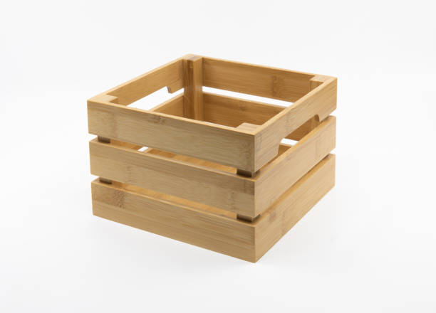 istock Wooden box or crate container isolated on white. 1340875878