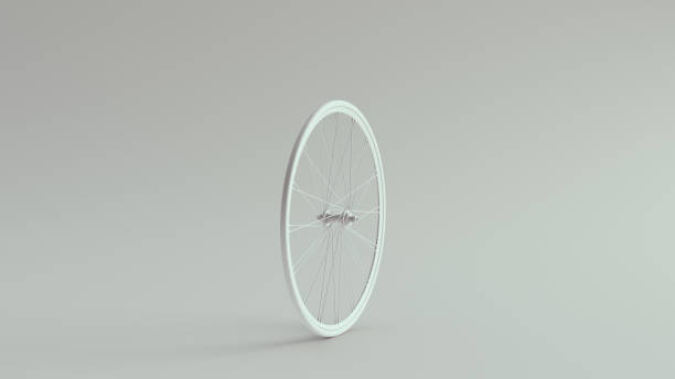 white bicycle wheel - bicycle wheel tire spoke imagens e fotografias de stock