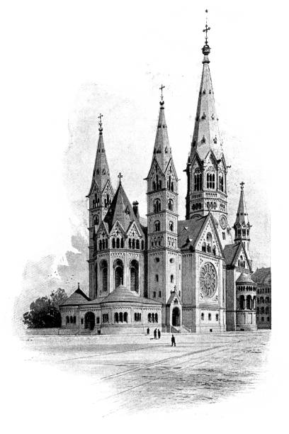 Kaiser Wilhelm Memorial Church in Berlin, Germany - Imperial Germany 19th Century Illustration of a Kaiser Wilhelm Memorial Church in Berlin, Germany - Imperial Germany 19th Century kaiser wilhelm memorial church stock illustrations