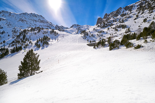 Ordino Arcalis ski resort sector in Andorra at Pyrenees