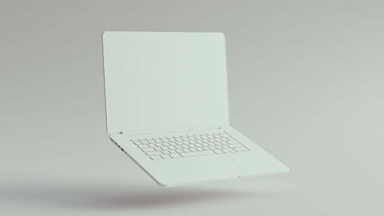 White Laptop Floating 3d illustration render