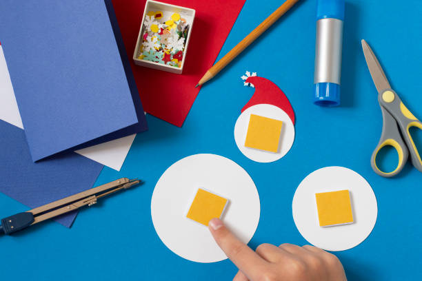 istock Making Christmas card with voluminous snowman. Step 8 1340881851