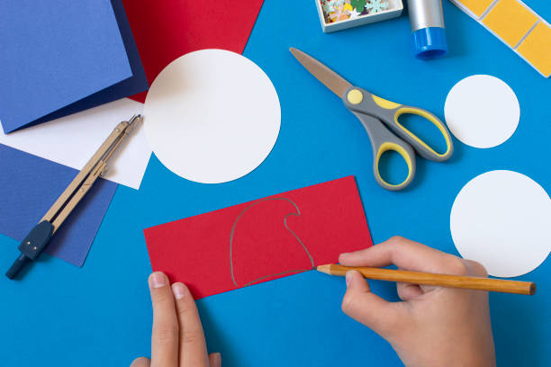 istock Making Christmas card with voluminous snowman. Step 5 1340881852