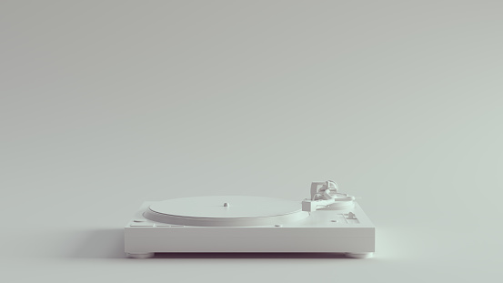 White Vintage Turntable Record Player 3d illustration render