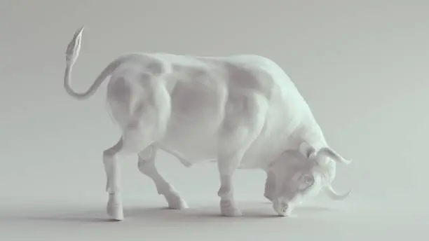 White Porcelain Muscular Bull 3d illustration render