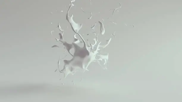 White Paint Liquid Splash 3d illustration render