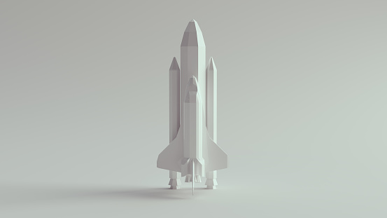 White Space Shuttle Low Poly Low Earth Orbital Spacecraft 3d illustration render