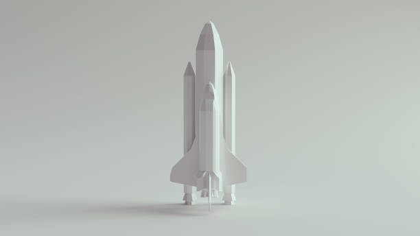 White Space Shuttle Low Poly Low Earth Orbital Spacecraft White Space Shuttle Low Poly Low Earth Orbital Spacecraft 3d illustration render launch tower stock pictures, royalty-free photos & images