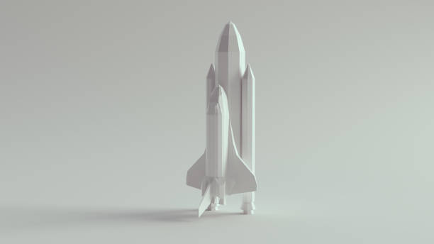 White Space Shuttle Low Poly Low Earth Orbital Spacecraft White Space Shuttle Low Poly Low Earth Orbital Spacecraft 3d illustration render launch tower stock pictures, royalty-free photos & images