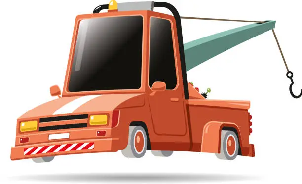 Vector illustration of Cartoon tow truck