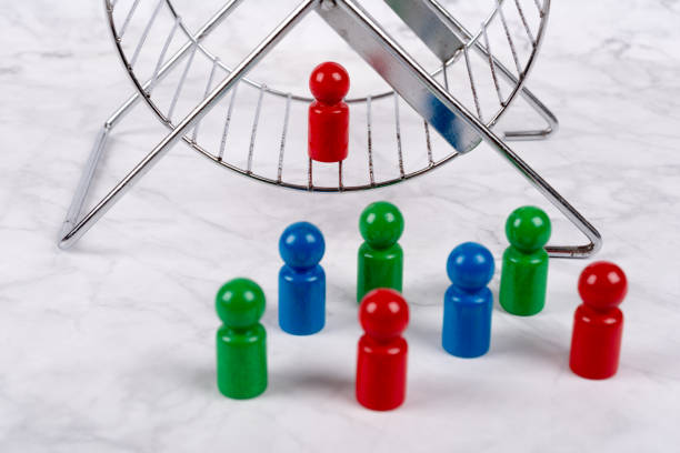 istock Game character concepts - Figures in the hamster wheel - rat race 1340885580