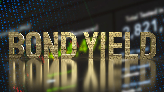 The gold text  bond yield for business concept 3d rendering