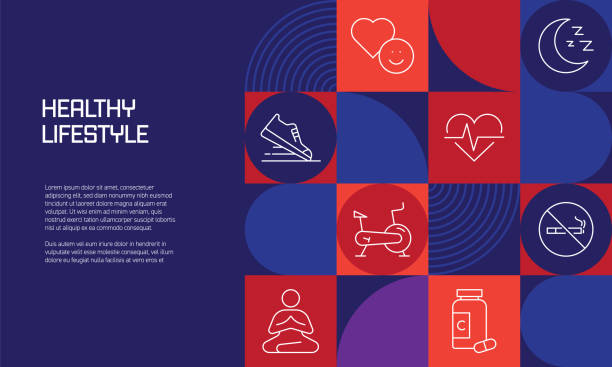 Healthy Life Related Design with Line Icons. Simple Outline Symbol Icons.