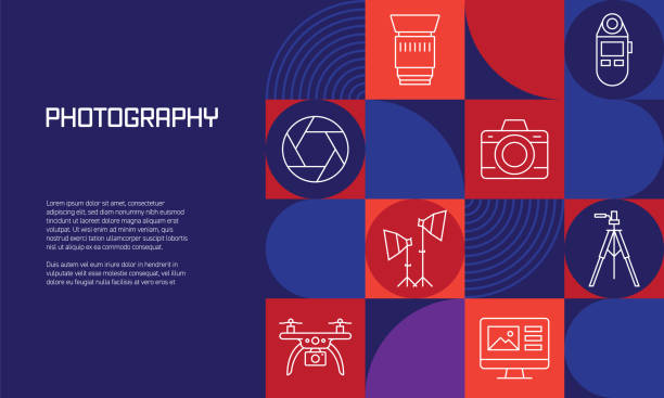 Photography Related Design with Line Icons. Simple Outline Symbol Icons. Photography Related Design with Line Icons. Simple Outline Symbol Icons. camera flash illustrations stock illustrations