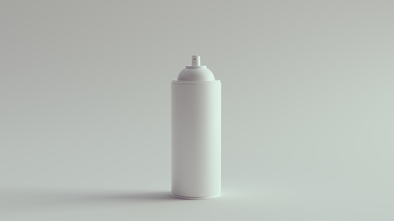 White Spray Can Blank Aerosol Paint Bottle 3d illustration render