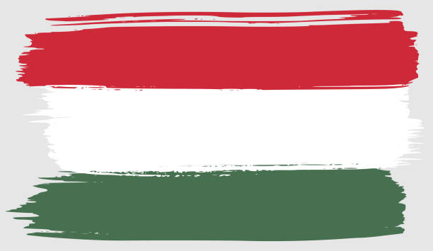 illustrazioni stock, clip art, cartoni animati e icone di tendenza di bandiera dell'ungheria pennellata acquerello - hungarian flag