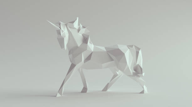 einhorn schöne fantasie magische kreatur pferd papier statue tier - sculpture art abstract white stock-fotos und bilder