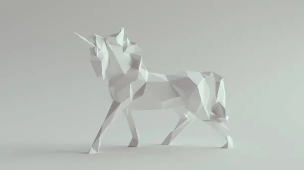 Unicorn Beautiful Fantasy Magical Creature Horse Paper Statue Animal 3d illustration render