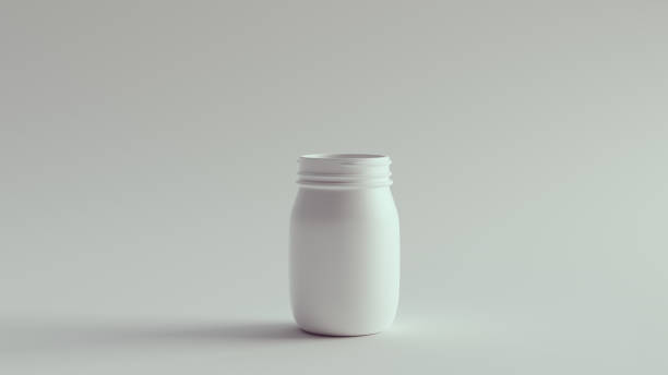istock Simple Clean Classic White Glass Jar Screw Top Container 1340889125