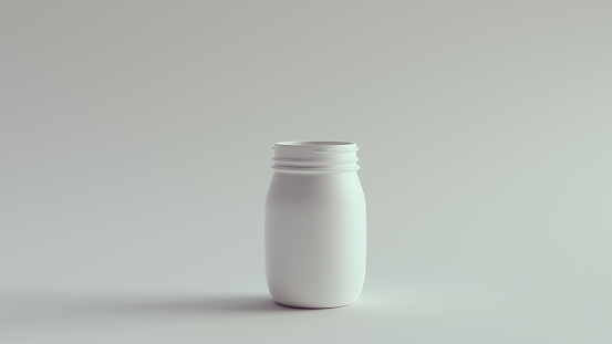 Simple Clean Classic White Glass Jar Screw Top Container 3d illustration render