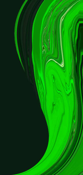 istock Abstract modern dark background with fluid luminous neon green waves. Innovation technology concept. Industrial style backdrop. Geometric Modern digital wallpaper. Swirling ink design. Marble texture. 1340893362