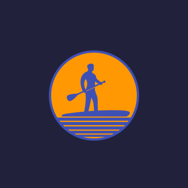 SUP, Stand up paddle surf board logo SUP, Stand up paddle surf board logo paddleboard stock illustrations