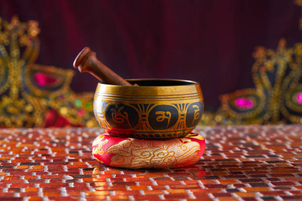 istock Tibetan singing bowl with stick 1340894848