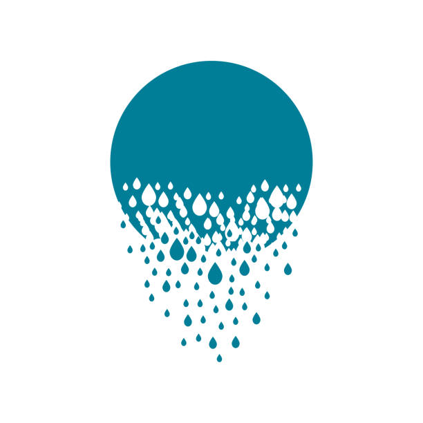 The shape of a circle or ball dissolves into droplets. Drops of liquid fall out as precipitation. Destruction effect. Dispersion The shape of a circle or ball dissolves into droplets. Drops of liquid fall out as precipitation. Destruction effect. Dispersion. dispersion stock illustrations