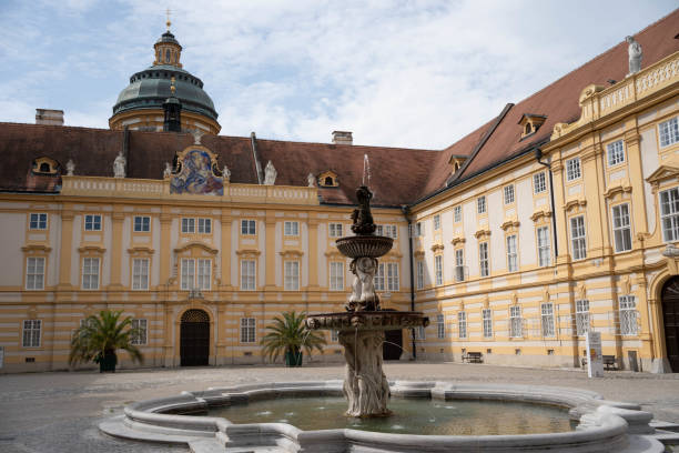 istock Melk Abbey Interior Courtyard and fountain 1340898688