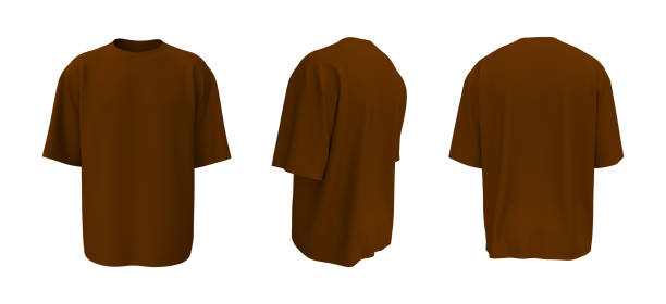 istock Oversized t-shirt mockup in front, side and back views 1340902966