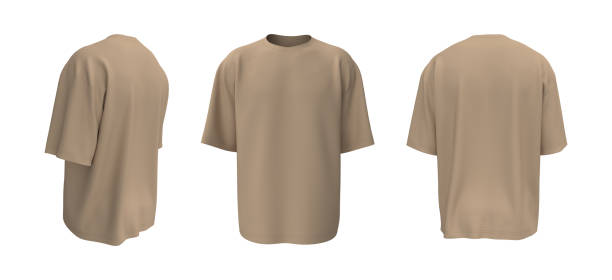 istock Oversized t-shirt mockup in front, side and back views 1340902972