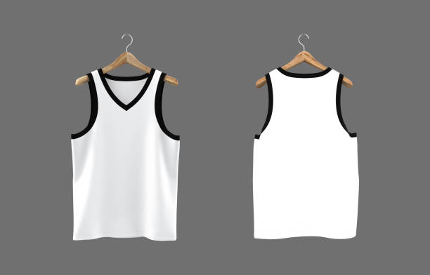 istock Blank sleeveless t-shirt mockup in front and back views 1340903430