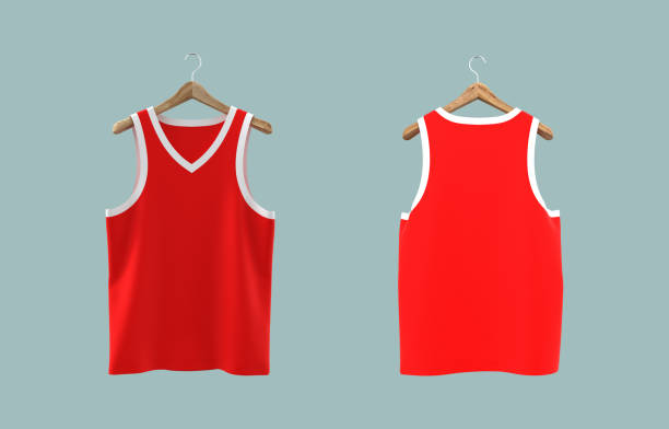 istock Blank sleeveless t-shirt mockup in front and back views 1340903759